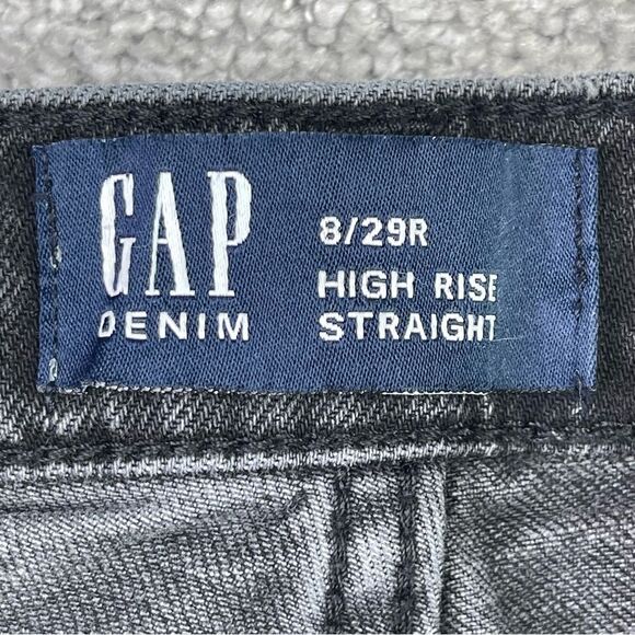 Gap Jeans Women's 8 Black Wash Straight High Rise Denim Faded - Picture 5 of 11